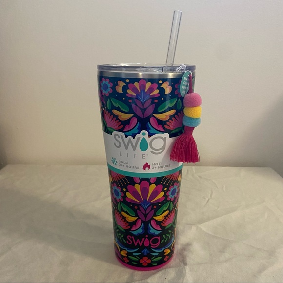Swig Life Caliente Tumbler Colorful Floral 32oz New Pink Black Purple Green - Picture 1 of 8